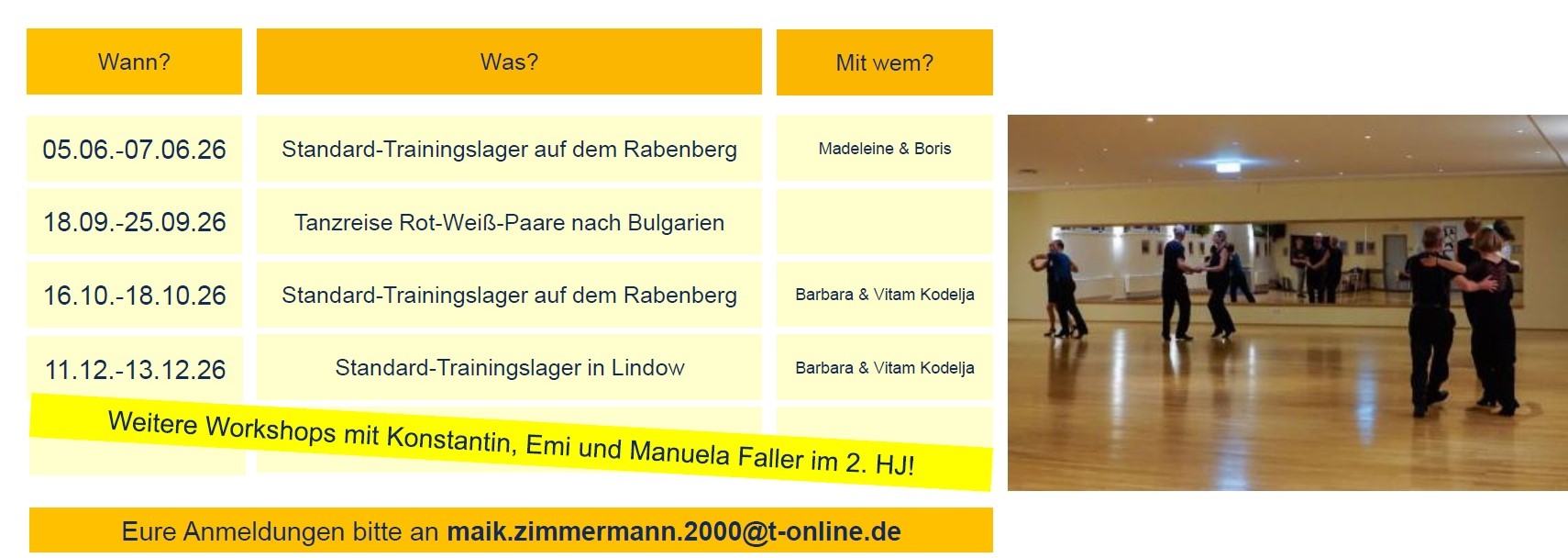 Übersicht Breitensport-Trainingsreisen 2026